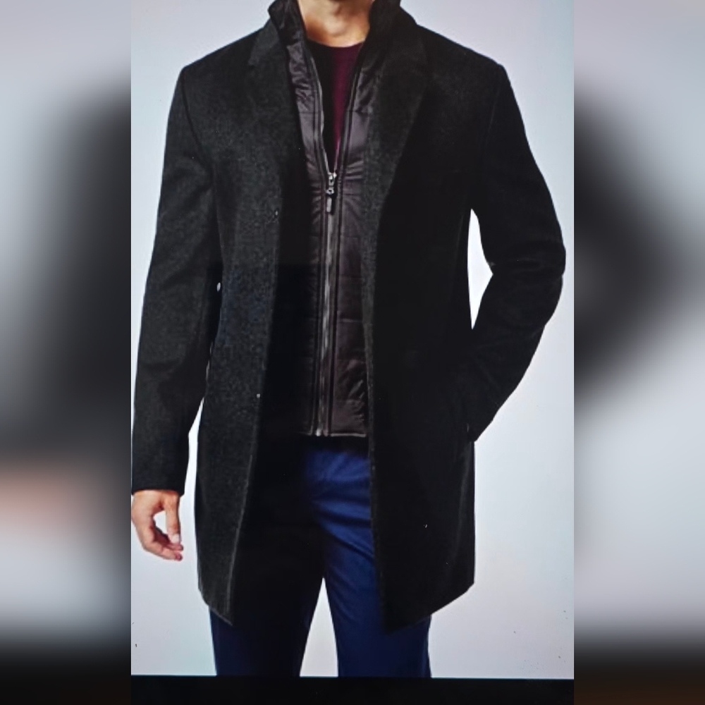 Michael Kors Men's Water-Resistant Slim-Fit Overcoat with Zip-Out Liner New!44L